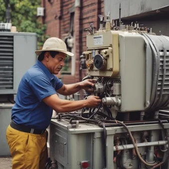 ELECTRICISTA INSTALANDO UNA PUESTA A TIERRA TEMPORAL PARA DAR MANTENIMIENTO A INSTALACION ELECTRICA