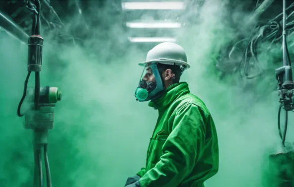 Nube de vapores org�nicos contaminando el medio ambiente de trabajo